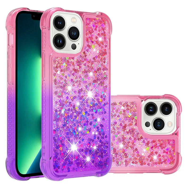 Liquid Quicksand Gradient Glitter Phone Cases For Iphone 15 Pro Max 14 13 Pro Max 12 11 XR XS MAX Samsung A14 A15 A25 A05S A05 A35 A55 S22 S23 S24 Ultra Moto G 5G Stylus 2024