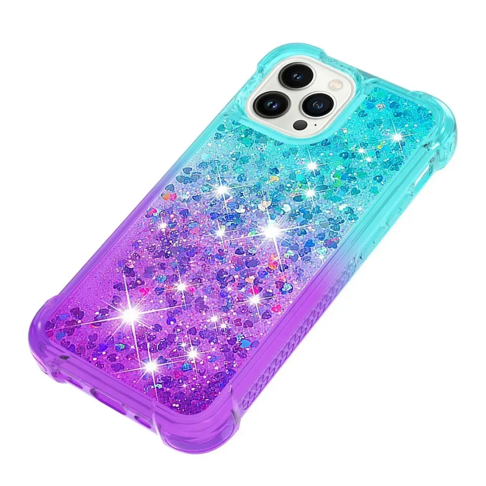 Liquid Quicksand Gradient Glitter Phone Cases For Iphone 15 Pro Max 14 13 Pro Max 12 11 XR XS MAX Samsung A14 A15 A25 A05S A05 A35 A55 S22 S23 S24 Ultra Moto G 5G Stylus 2024