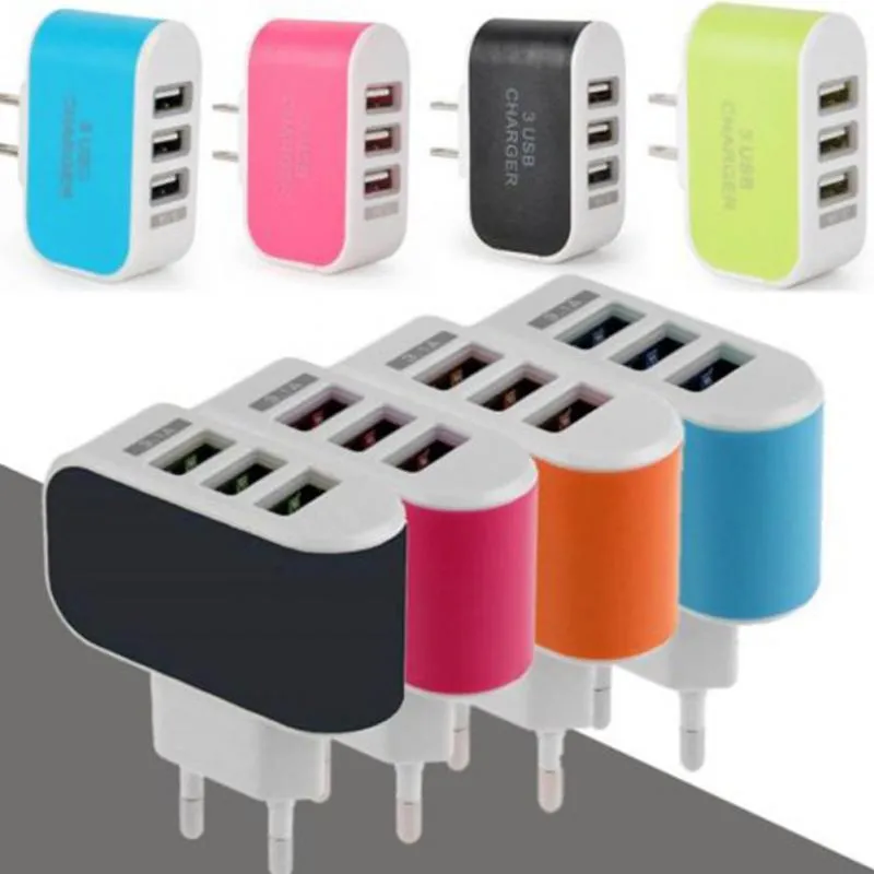 US EU Plug 3 USB Wall Chargers 5V 3.1A LED Adapter Travel Convenient Power Adaptor with triple USB Ports For Samsung HTC Mobile Phone