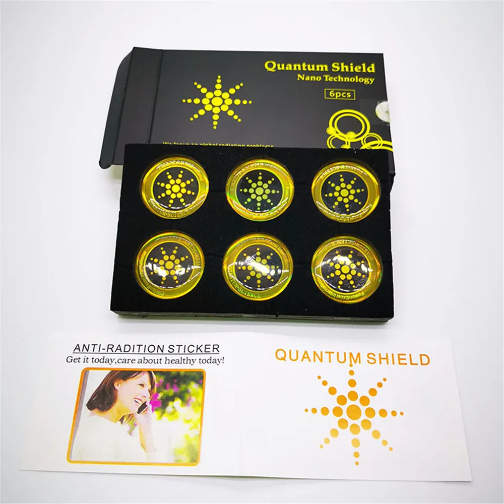 Quantum Shield Anti Radiation Stickers Energy Anti-electromagnetic wave Cell Phone Anti Radiation Gadgets pack Silver and Gold DHL/Fedex