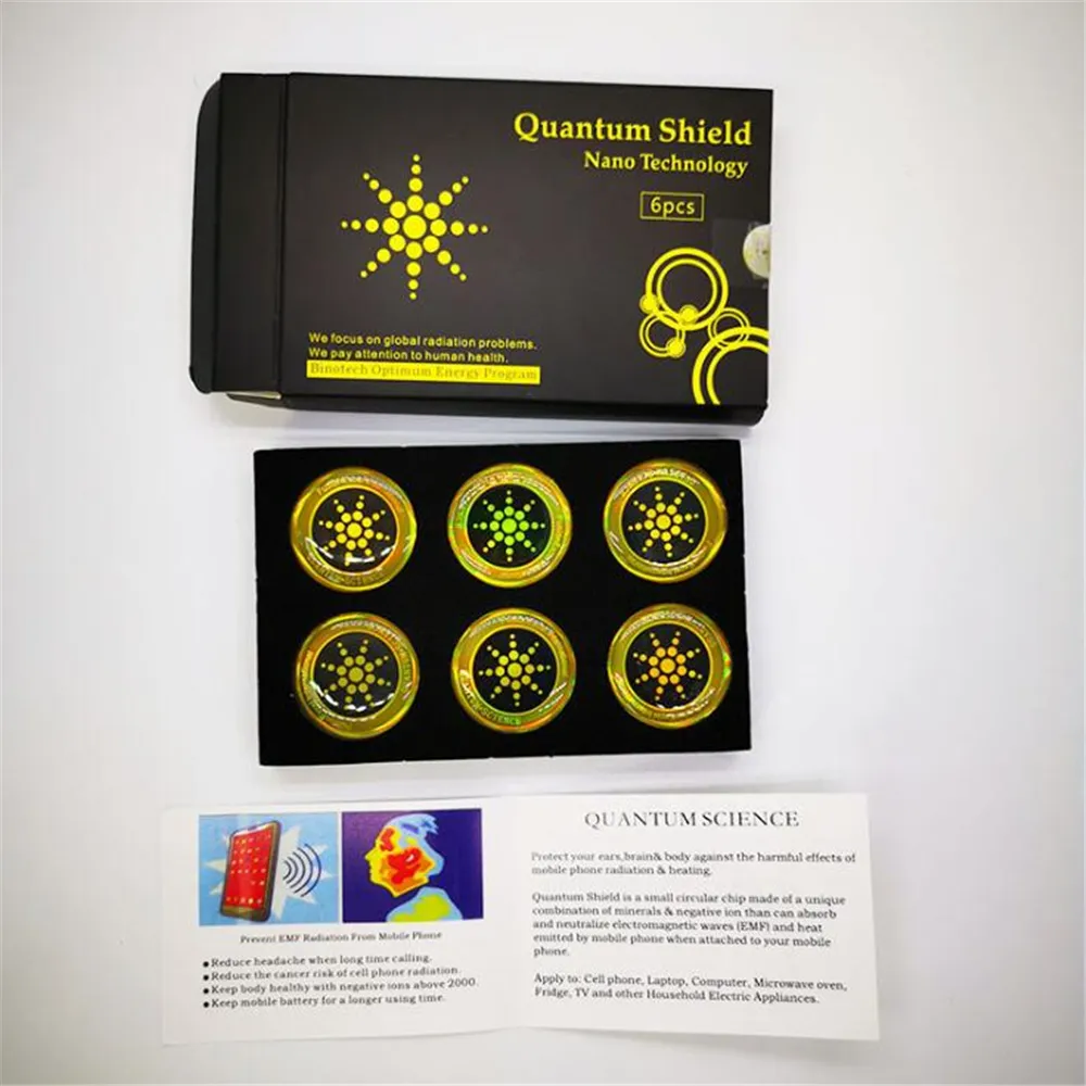 Quantum Shield Anti Radiation Stickers Energy Anti-electromagnetic wave Cell Phone Anti Radiation Gadgets pack Silver and Gold DHL/Fedex