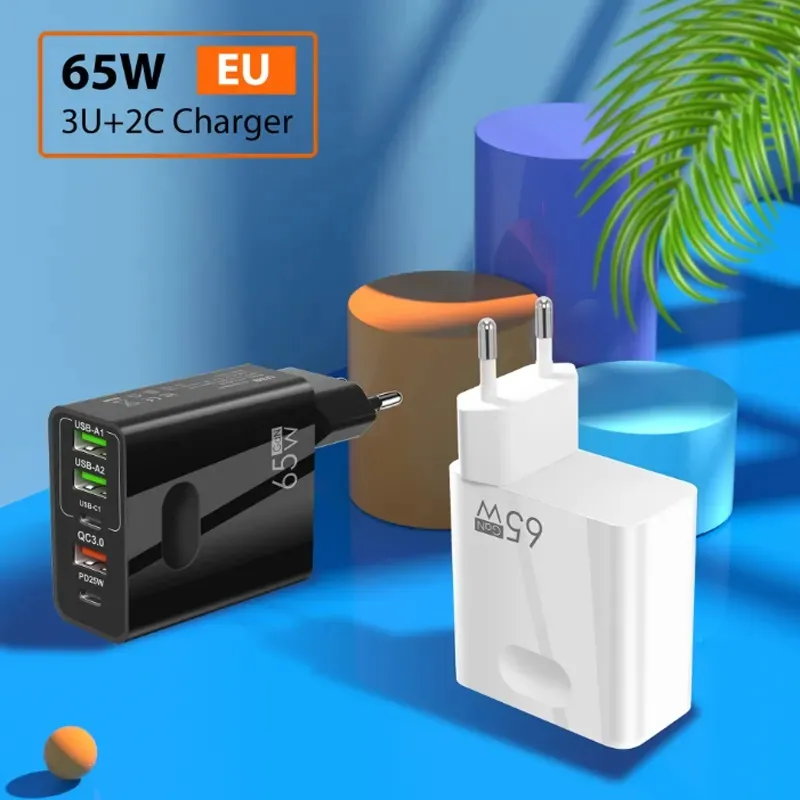 65W adapter Mobile Phone Charger TYPE-C+3USB Gallium nitride 5A Travel Charger Multi-port PD charger