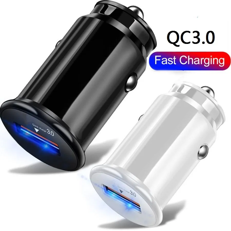 18W Mini Usb Car Charger QC3.0 5V 3A 9V 2A fast Quick Charge Car Chargers Auto Power Adapter For Iphone 15 11 12 13 14 Pro Max Samsung Htc Tablet pc Mp3