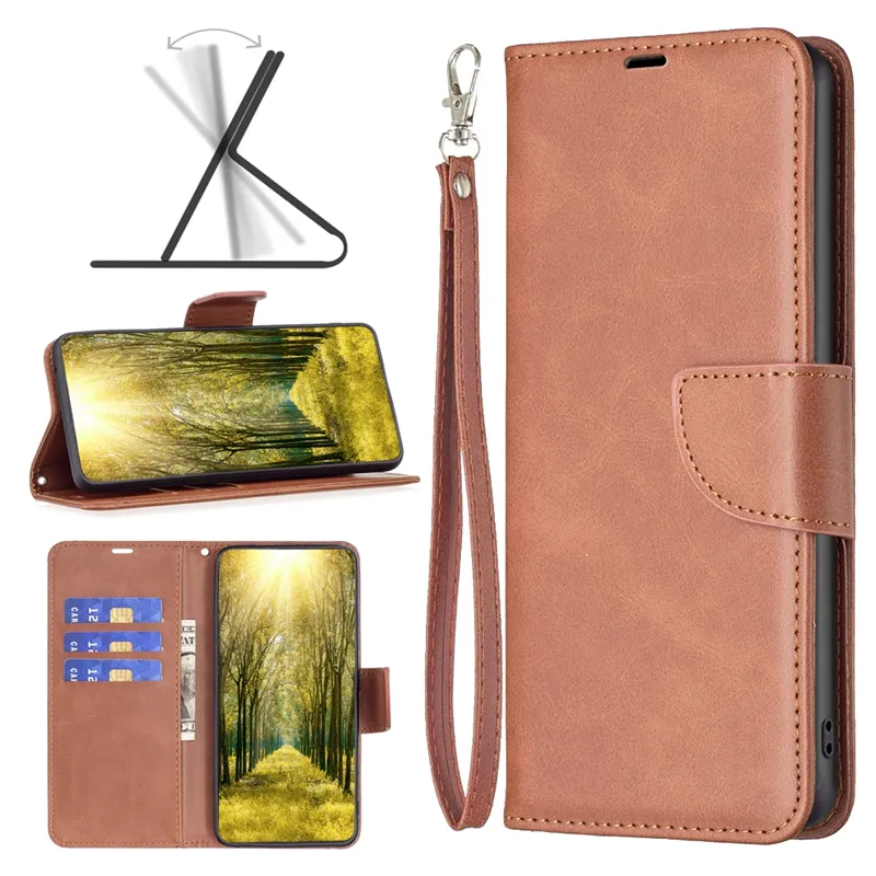 Retro Sheep Grain Leather Wallet Cases For Samsung A04E A34 A54 5G Moto G13 4G G73 E13 4G G 5G 2023 Play Credit ID Card Slot Holder Flip Cover Pouch Men Book Pouch With Strap