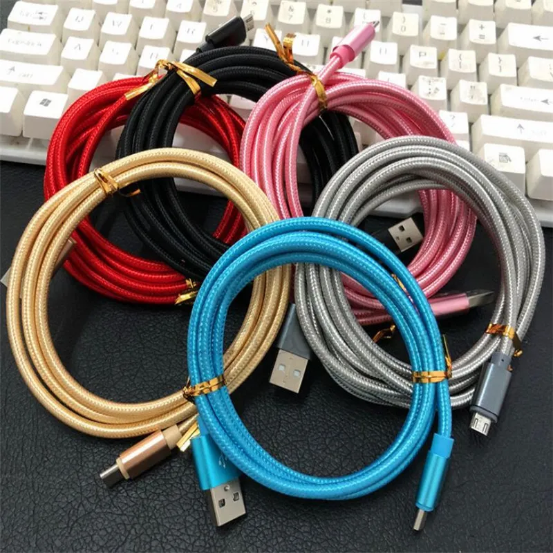 Fabric braided cord Thicker type c cables micro 5pin OD5.0 nylon usb data charger cable for samsung s4 s6 s7 edge htc lg sony