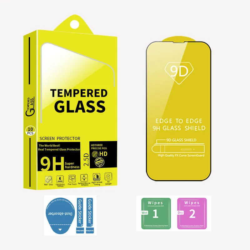 9D Tempered Glass Full Courage Screen Protector for iPhone 14 13 12 11 Pro max 7 8 PLUS Samsung A73 A53 A33 A23 A14 5G MOTO G play With Package