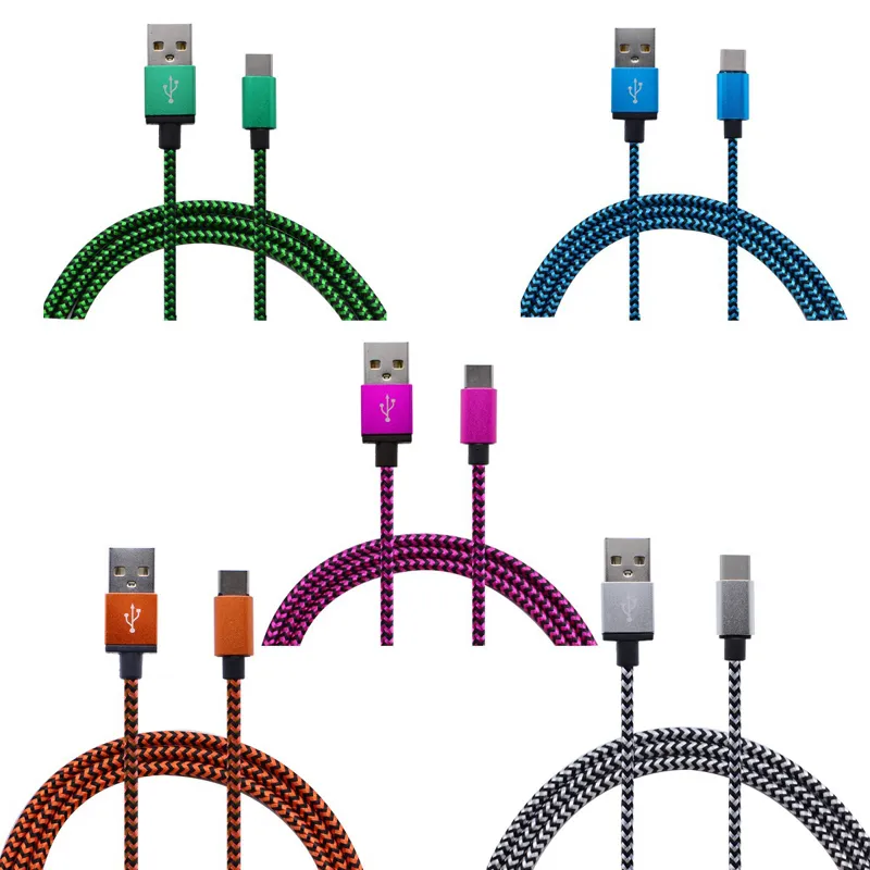 TOP Quality Fast charging Nylon Braided Type C usb Cable Micro Android usb Cable for all cellphone cable Lead 3FT 6FT 10FT