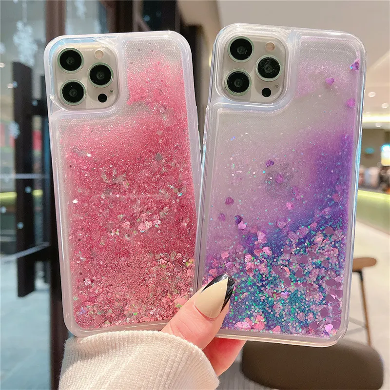 Quicksand Phone Cases Glitter Liquid Back Cover Bling Shockproof Protector for Samsung Note20 ultra S23 S22 S21 FE A12 A13 A32 A33 A34 A53 A54 A73 5G Apple