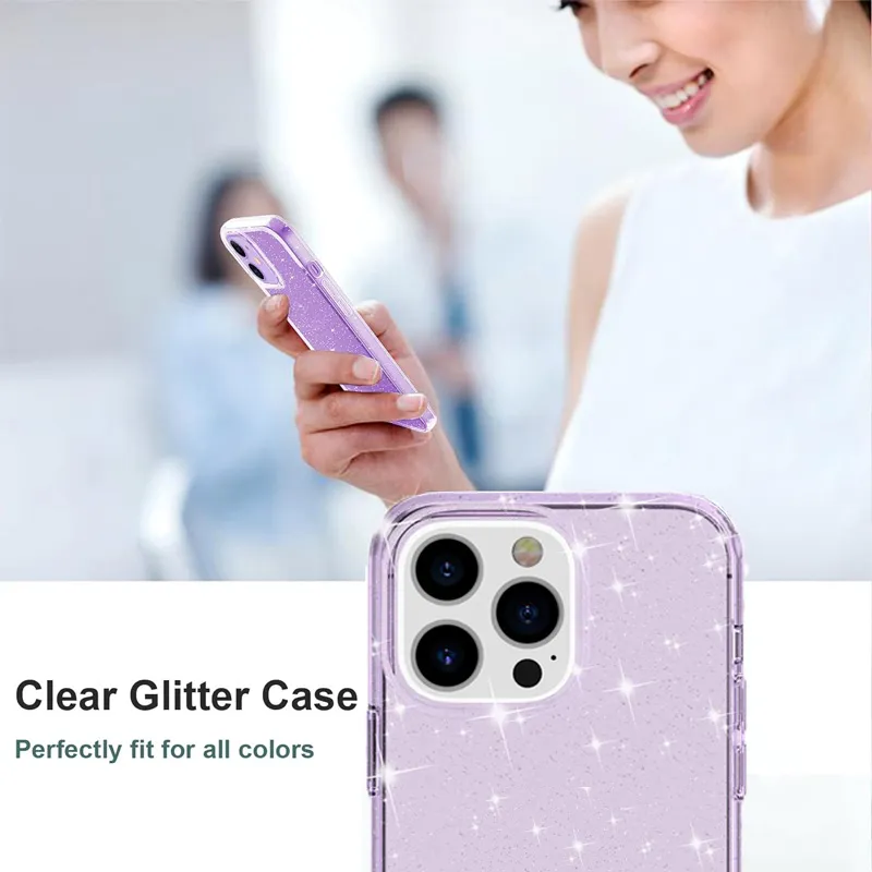 Glitter Sparkle Bling Shockproof Protective Phone Cases for iPhone 15 PRO MAX 14 Samsung S23 S22 ultra