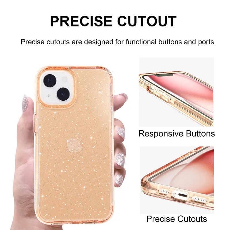 Glitter Sparkle Bling Shockproof Protective Phone Cases for iPhone 15 PRO MAX 14 Samsung S23 S22 ultra