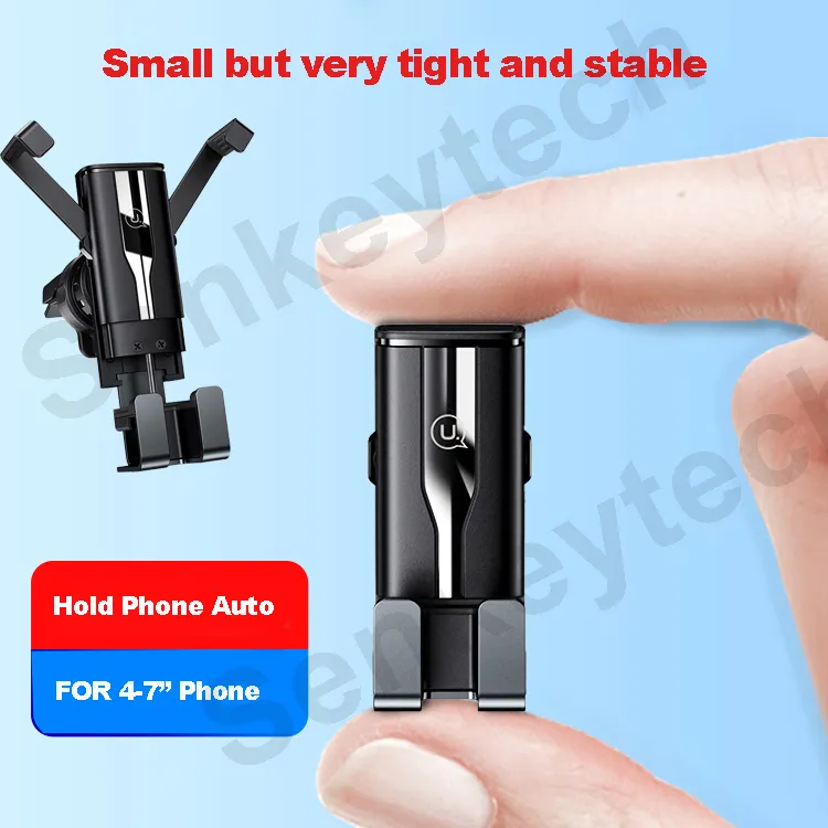 Mini Retractable Auto Gravity Car Holder 4-7" Universal Aluminum Alloy + PC + ABS Air Vent Clips Phones Holder