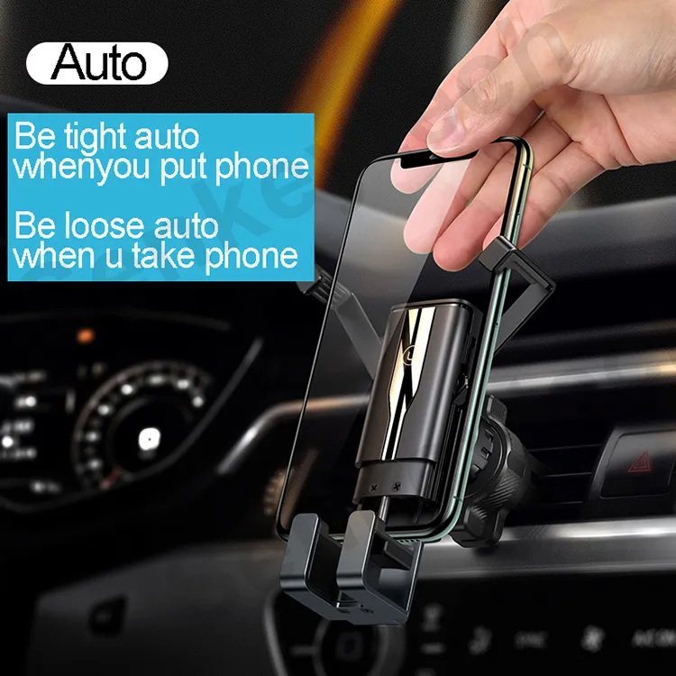 Mini Retractable Auto Gravity Car Holder 4-7" Universal Aluminum Alloy + PC + ABS Air Vent Clips Phones Holder