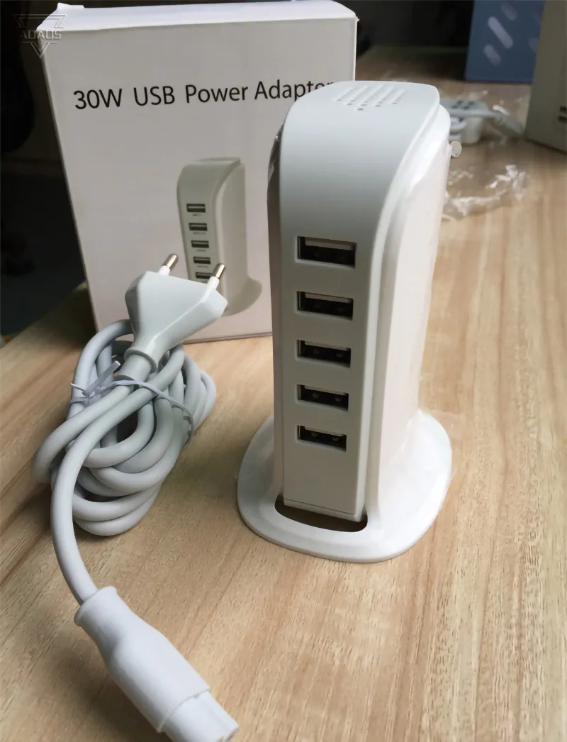 Smart Android phone Power Tower 6A 5 port USB charger multi travel power for Samsung s7 s8 tablet PC