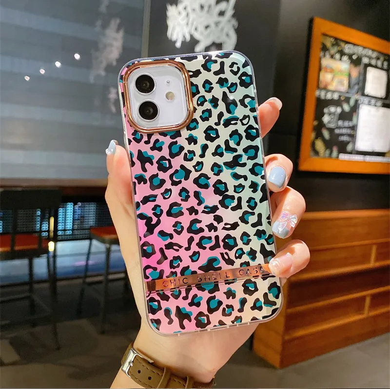 Chic Bright Leopard IMD Phone Cases For iPhone13Pro 12 11Pro XSMAX 78PLUS SE2020 Full Cover XR Skinny Shell Body Protection