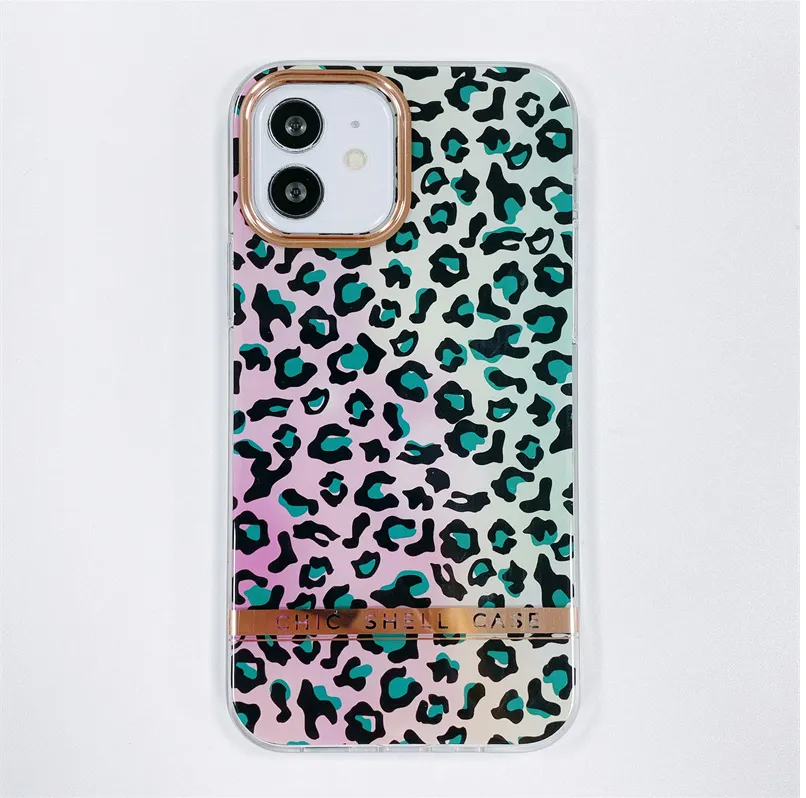 Chic Bright Leopard IMD Phone Cases For iPhone13Pro 12 11Pro XSMAX 78PLUS SE2020 Full Cover XR Skinny Shell Body Protection