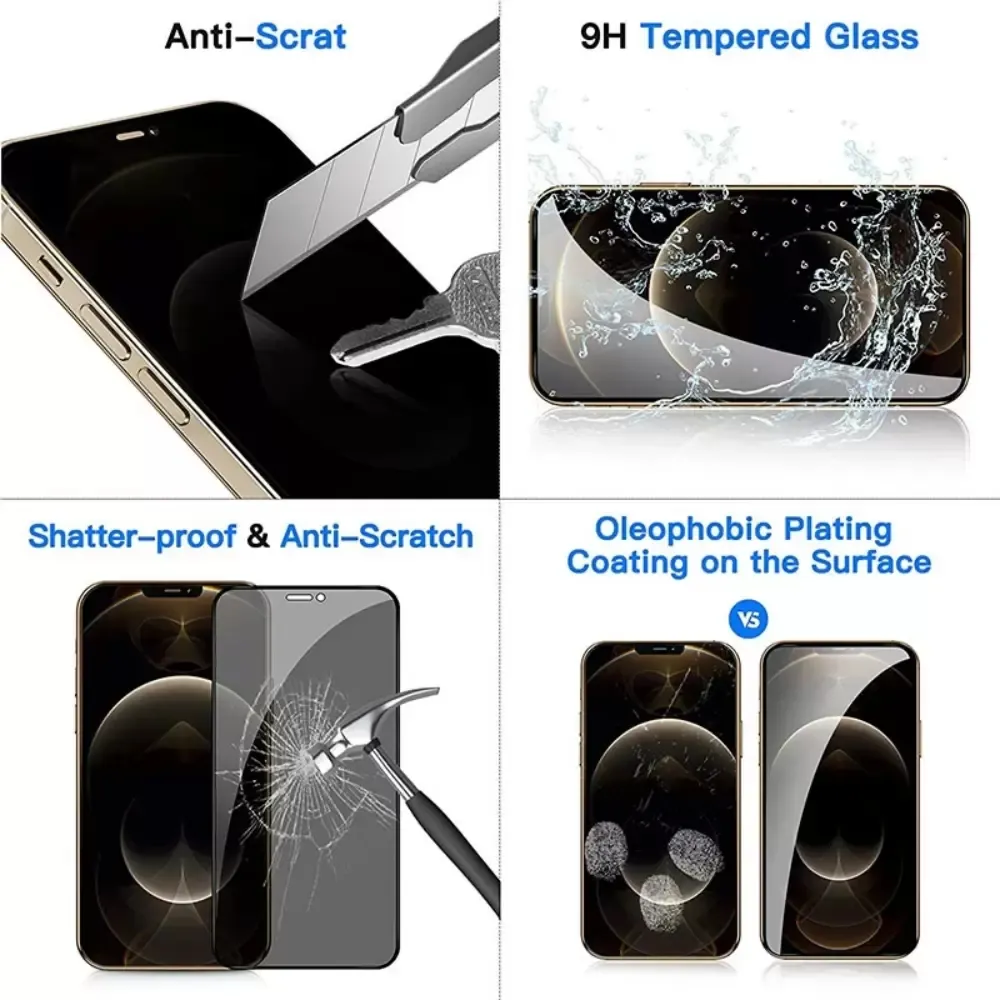 Screen Protector Privacy Tempered Glass For iPhone 15 14 13 12 11 Pro XS Max X XR 6 7 8P Anti Spy Samsung S20 S10 LG G6 Protective Film with package