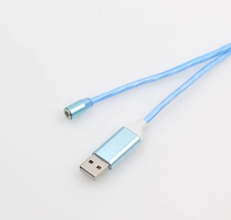 3.3ft /6ft 3A LED Glow Flowing Magnetic Charger Cables Micro type c cable Samsung Android Luminous Magnet Charging Wire with OPP bag