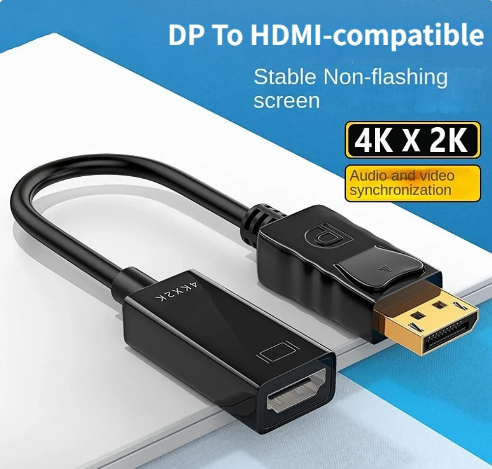 4K DisplayPort to HDMI-compatible Adapter Male DP to Female HDMI-Compatible Cable Converter Video Audio transfer cable 4K 60Hz For HDTV PC Projector